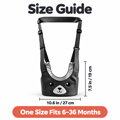 Baby walking harness size guide: vest 10.6 x 7.5 inches, fits 6 to 36 months